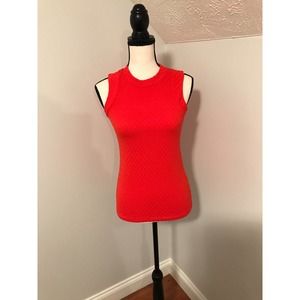 Anthropologie Maeve Barbara Jacquard Red/Orange Knit Sleeveless Top - Size XSM